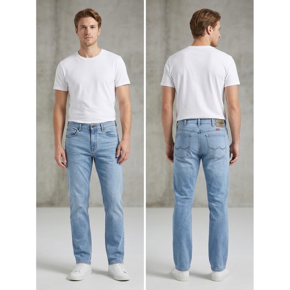 Wrangler Mens Slim Straight Leg Jeans Light Wash Denim Pants 34x30 112359264
